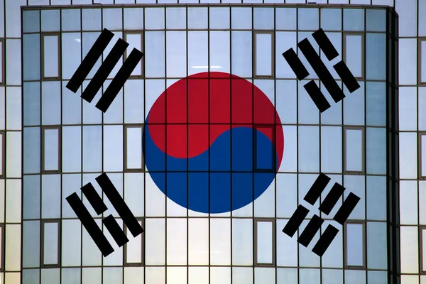 Bandiera Sudcoreana Sullo Sfondo Concetto Soluzioni Design — Foto Stock