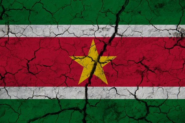 suriname flag on the background texture. Concept for designer solutions.