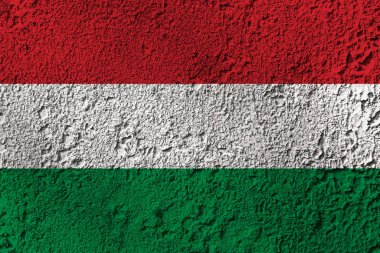 Arka planda Vengriya bayrağı var. Tasarımcı çözümleri kavramı.