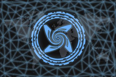 Altın sikke Cryptocurrency gram, ton, Yuvarlak karanlık bir arka plan üzerinde