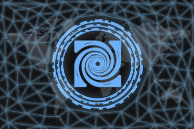 Altın sikke Cryptocurrency gram, ton, Yuvarlak karanlık bir arka plan üzerinde