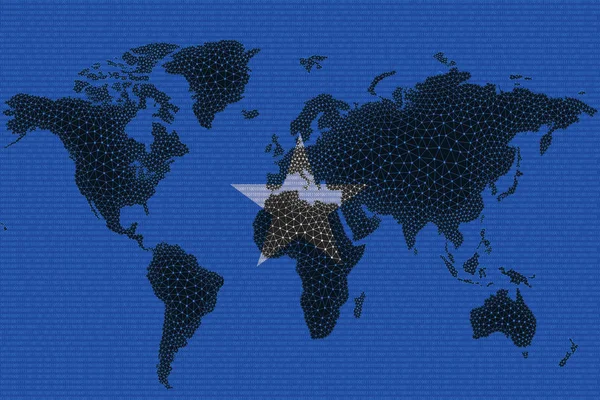 Blockchain World Map Background Flag Somalia Cracks Somalia Cryptocurrency Concept — 스톡 사진
