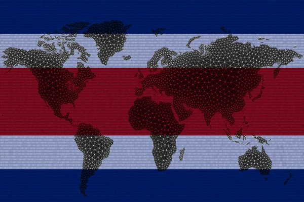 Blockchain World Map Background Flag Thailand Cracks Thailand Cryptocurrency Concept — 스톡 사진