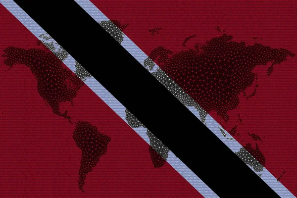 Blockchain World Map Background Flag Trinidad Tobago Cracks Trinidad Tobago — 스톡 사진