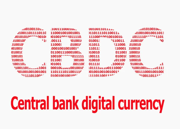 Kırmızı yazıt Cbdc, Merkez Bankası dijital para birimi beyaz zemin üzerindeki ikili koddan