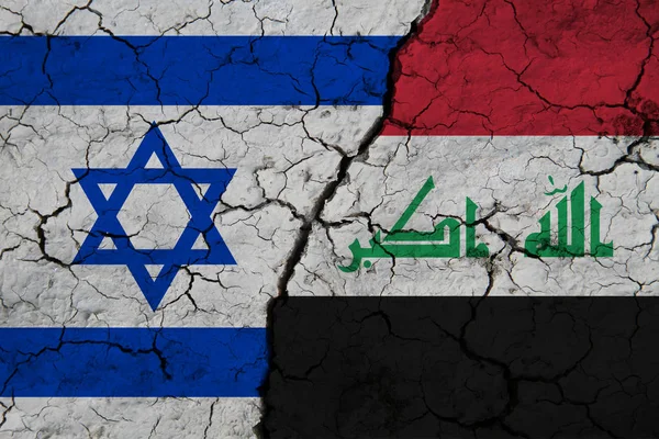 Flag Israel Iraq Textured Cracked Earth Concept Cooperation Two Countries — 스톡 사진