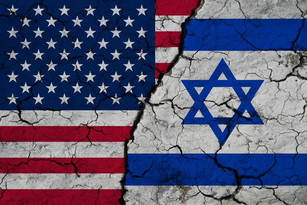 Bandera Estados Unidos Israel Tierra Con Textura Agrietada Concepto Cooperación —  Fotos de Stock
