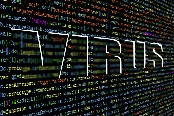 Software-Entwickler Programmcode. abstrakter Code eines Computerprogramms mit dem Beschriftungsvirus. — Stockbild Software Entwickler Programmcode Abstrakter Code Eines Computerprogramms Mit Dem Beschriftungsvirus — Stockfoto