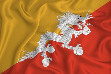Arka planda bhutan bayrağı. Tasarımcı çözümleri kavramı.