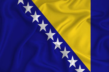 Arka planda Bosna ve Herzegovina bayrağı var. Tasarımcı çözümleri kavramı.
