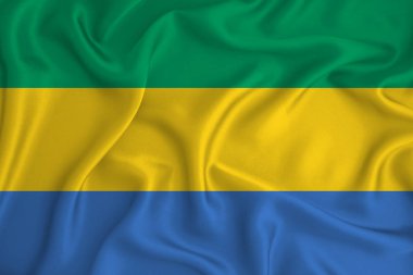 Arka planda Gabon bayrağı var. Tasarımcı çözümleri kavramı.
