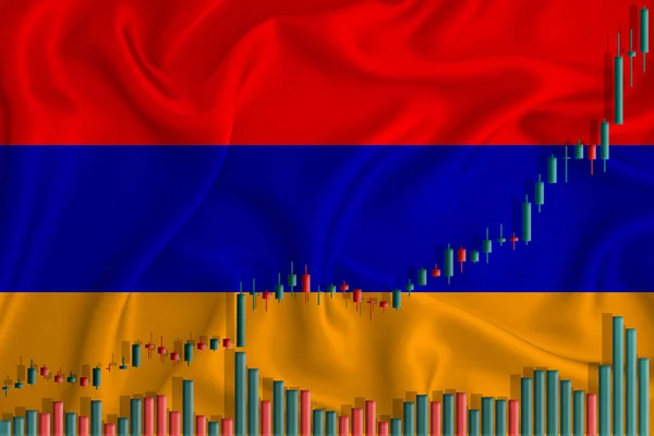 Вибух Тлі Вірменського Прапора Коливання Цін Акції Зростання Цін Акції — стокове фото