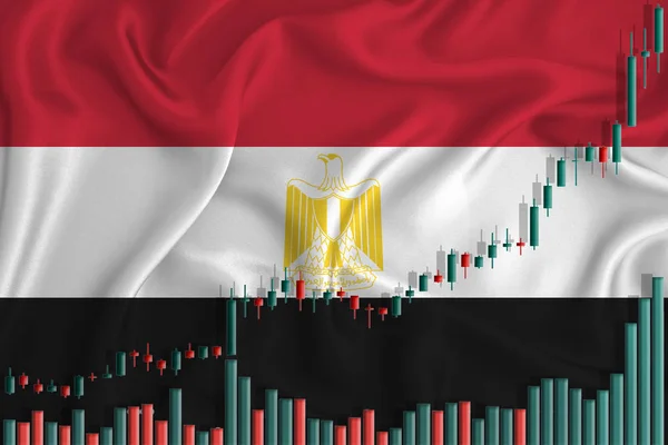 Levantándose Contra Telón Fondo Bandera Egipto Las Fluctuaciones Del Precio — Foto de Stock