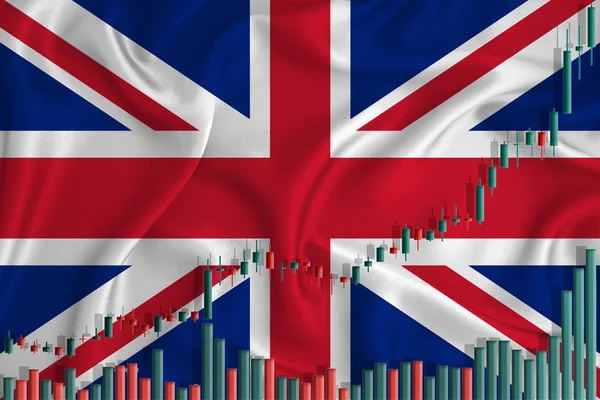 Sorge Sullo Sfondo Della Bandiera Britannica Delle Fluttuazioni Dei Prezzi — Foto Stock