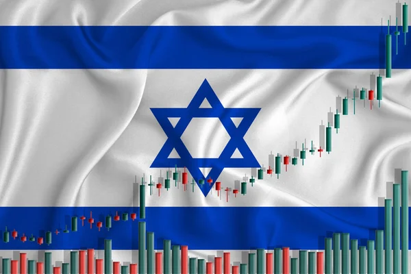Erguendo Contra Pano Fundo Bandeira Israel Flutuações Dos Preços Das — Fotografia de Stock