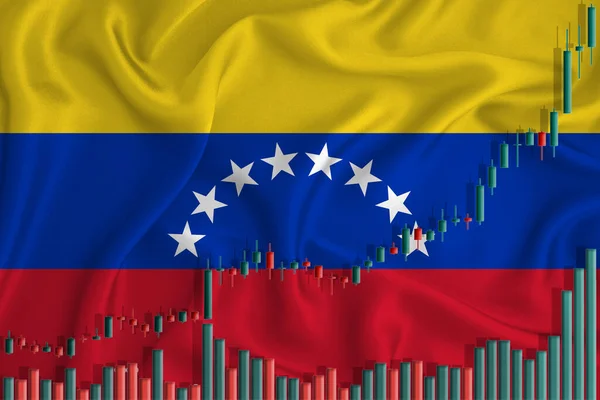 Venezuelai Zászló Részvényárak Ingadozásai Közepette Emelkedik Vállalatok Növekvő Részvényárai — Stock Fotó