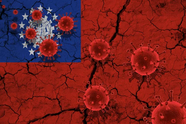 Червоні Вірусні Клітини Епідемія Грипу Коронавірус Азійська Концепція Грипу Тлі — стокове фото