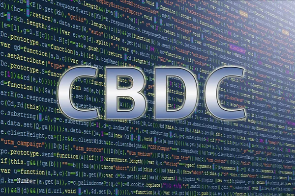 コンピュータプログラムコードからのトンネル 中央銀行のデジタル通貨の概念 ミドルソースソフトウェアソースコード Cbdc — ストック写真