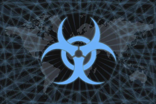 Ikonen För Virustecken Världsviruspandemi Virus Symbol Ett Rutnät Cirkel Mörk — Stockfoto