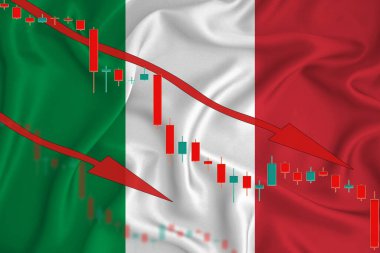 İtalya Afgan bayrağı, para biriminin bayrağın arkasına düşmesi ve hisse senedi fiyatlarındaki dalgalanmalar. Şirketlerin düşen hisse senedi fiyatlarıyla ilgili kriz kavramı.