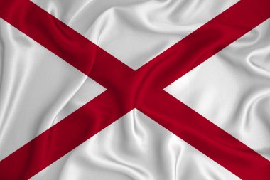 Arka planda Amerika Birleşik Devletleri 'nde Alabama bayrağı var. Tasarımcı çözümleri kavramı.