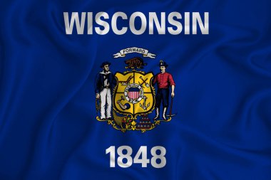 Arka plan dokusunda Wisconsin bayrağı var. Tasarımcı çözümleri kavramı.