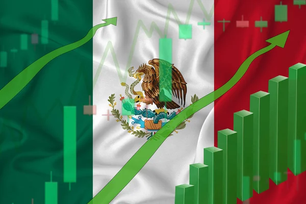 Subiendo Trasfondo Bandera México Subiendo Los Precios Moneda Del País —  Fotos de Stock