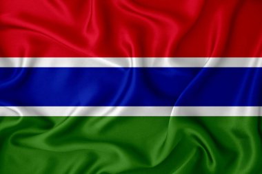 Arka planda Gambiya bayrağı var. Tasarımcı çözümleri kavramı.