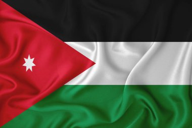 Arka planda Jordan bayrağı var. Tasarımcı çözümleri kavramı.