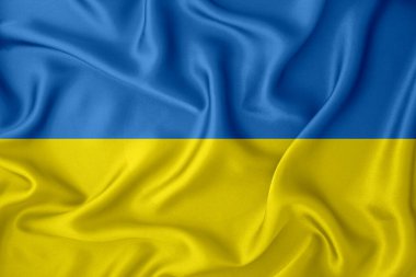 Arka planda Ukrayna bayrağı var. Tasarımcı çözümleri kavramı.