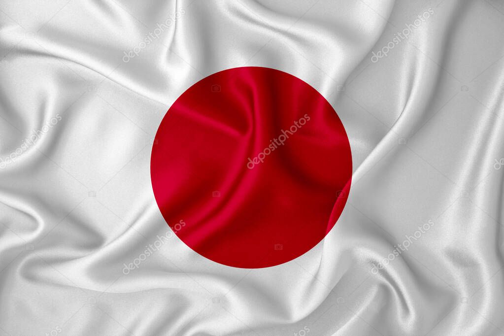 Japan flag on the background texture. Concept for designer solutions.