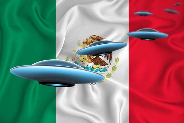 Ondeando Bandera México Grupo Ovni Fondo Bandera Concepto Noticias Ovni —  Fotos de Stock