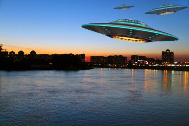 Bir metal ve gümüş UFO 'lar Dünya' yı istila etti. Bir grup uzay gemisi şehrin üstünde gökyüzünde uçarak dünyaya sarı ışınlar saçtı. 3B görüntüleme