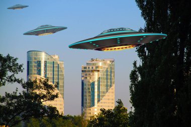 Bir metal ve gümüş UFO 'lar Dünya' yı istila etti. Bir grup uzay gemisi şehrin üstünde gökyüzünde uçarak dünyaya sarı ışınlar saçtı. 3B görüntüleme