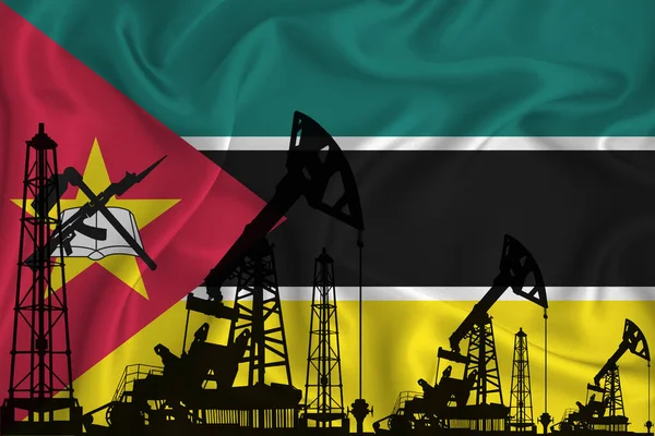 모잠비크의 배경에는 장비와 장비의 실루엣 석유와 회사의 렌더링 — 스톡 사진