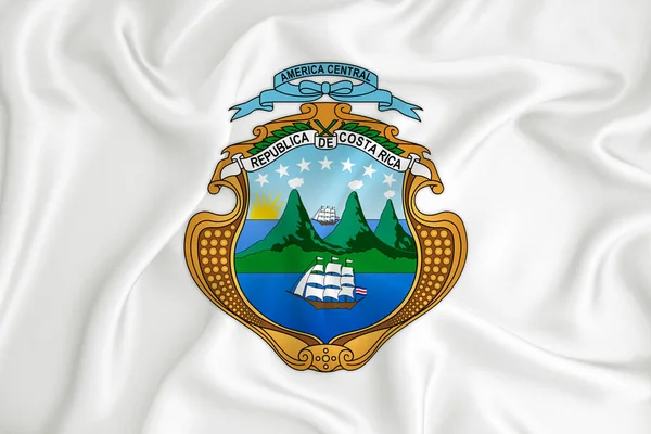 コスタリカの紋章が付いた開発中の白い旗 国のシンボル イラスト 正式な色と適切な割合で腕のオリジナルとシンプルなコート — ストック写真