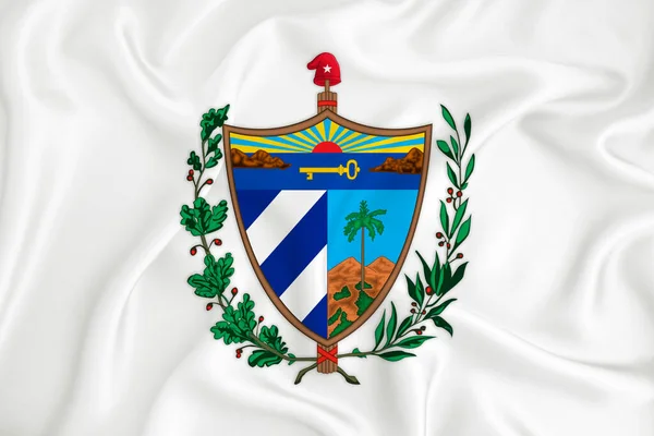 Drapeau Blanc Développement Avec Les Armoiries Cuba Symbole Pays Illustration — Photo