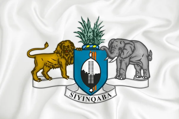 Een Witte Vlag Met Het Wapen Van Eswatini Landsymbool Illustratie — Stockfoto