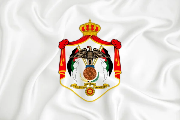 Μια Αναπτυσσόμενη Λευκή Σημαία Οικόσημο Της Ιορδανίας Σύμβολο Χώρας Εικονογράφηση — Φωτογραφία Αρχείου