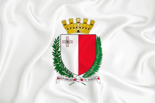 Розвиваючий Білий Прапор Гербом Мальти Символ Країни Приклад Оригінальний Простий — стокове фото