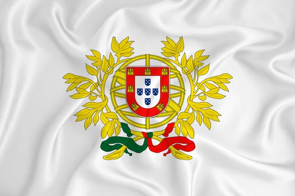 Drapeau Blanc Développement Avec Les Armoiries Portugal Symbole Pays Illustration — Photo