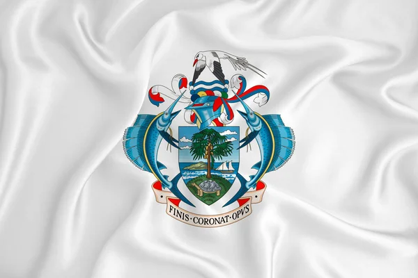 Drapeau Blanc Développement Avec Les Armoiries Des Seychelles Symbole Pays — Photo