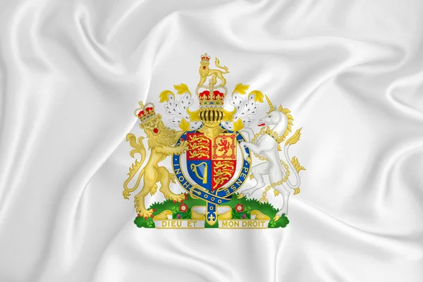 一种发展中的白旗 上面有英国的纹章 国家象征 国产化的简单国产化的国产化纹章 — 图库照片