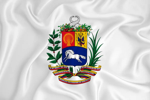 Drapeau Blanc Développement Avec Les Armoiries Venezuela Symbole Pays Illustration — Photo