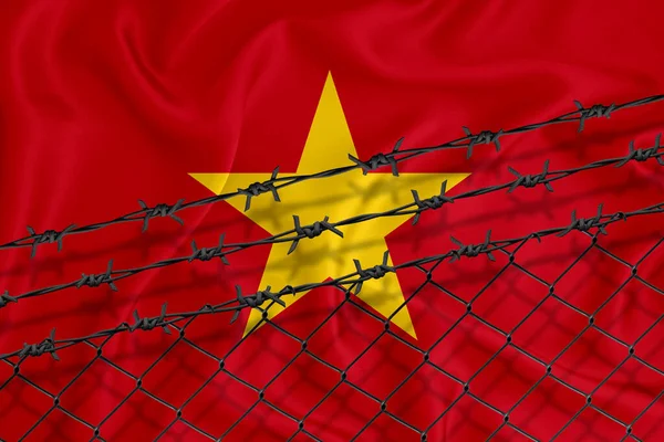 베트남 철조망 철조망등을 개발하고 있습니다 이민자들의 독립에 개념이다 문자가 곳으로 — 스톡 사진