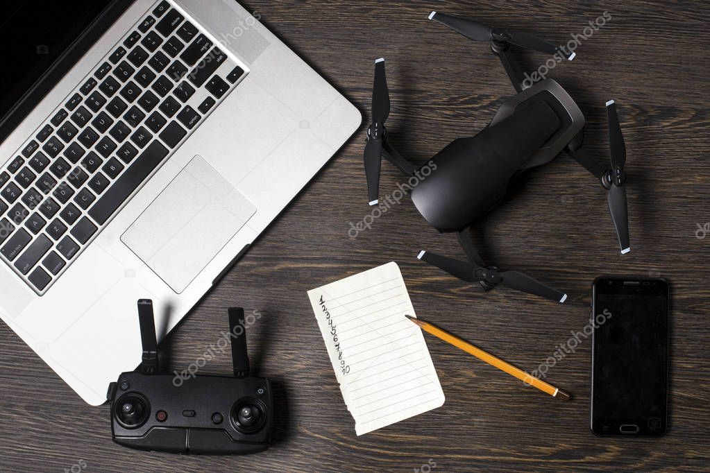 drone laptop and phone