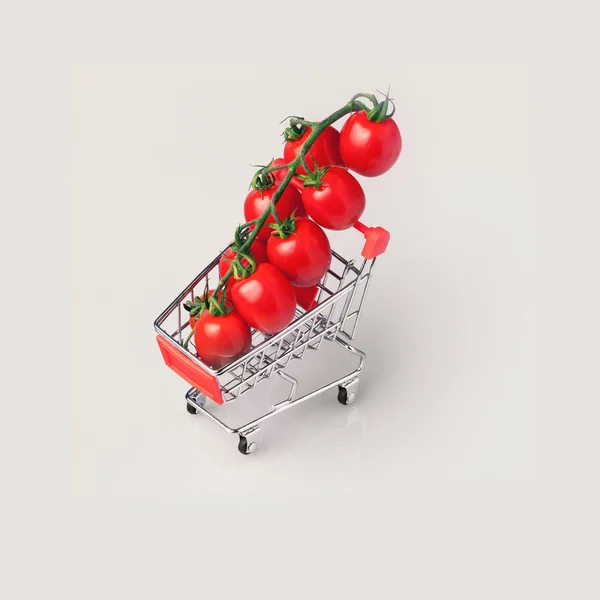 shopping cart with cherry tomatoes