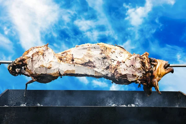 Cerdo Saliva Cocinado Parrilla Concepto Barbacoa — Foto de Stock