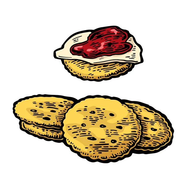 Sušenky s máslem a marmeládou. — Stockový vektor