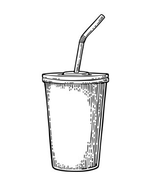 Kola için payet kağıt kırmızı fincanla. Beyaz arka plan üzerinde izole.